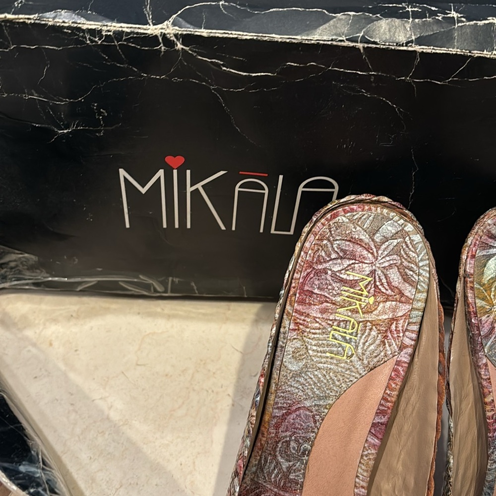 Mikala Bare Toe Heals 4” Multi Color With Wood He… - image 2